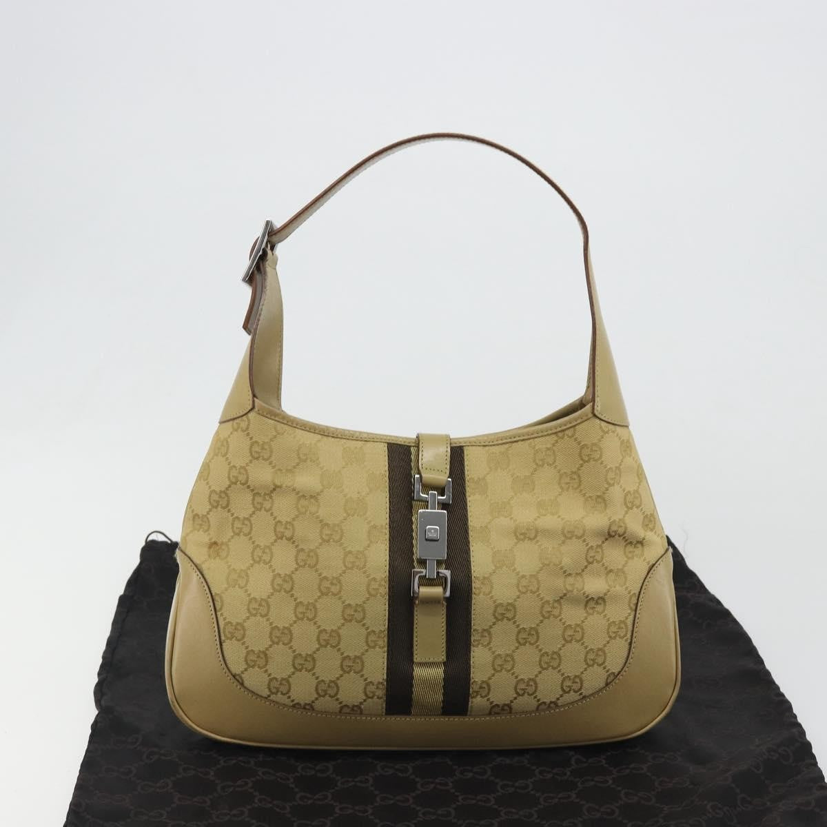 Gucci Web Jackie O Hobo Gg Canvas Beige Canvas Shoulder Bag Bag (Pre-Owned)