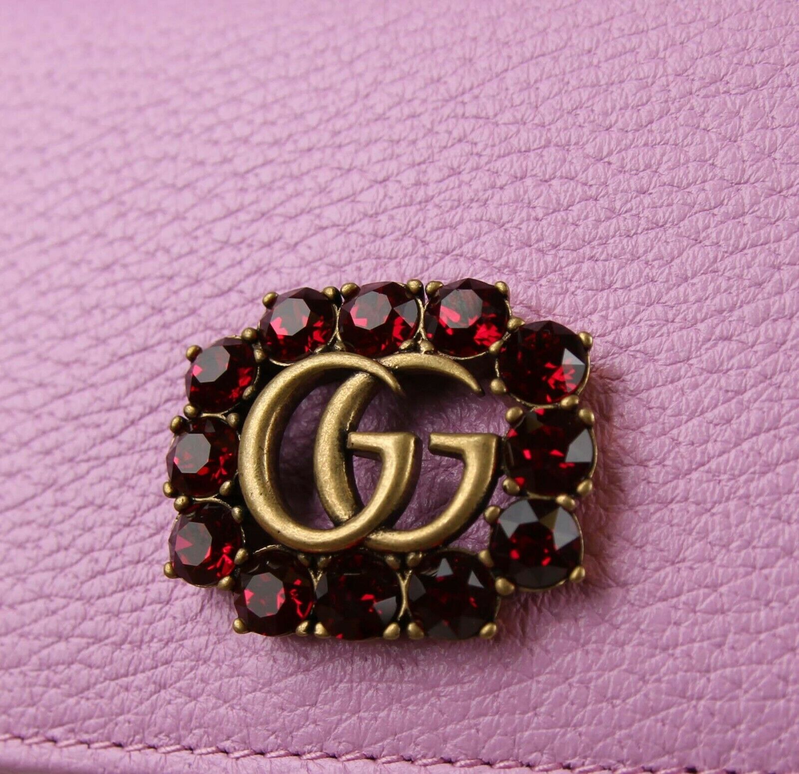 Gucci GG Marmont Pink Leather Crystal Wallet