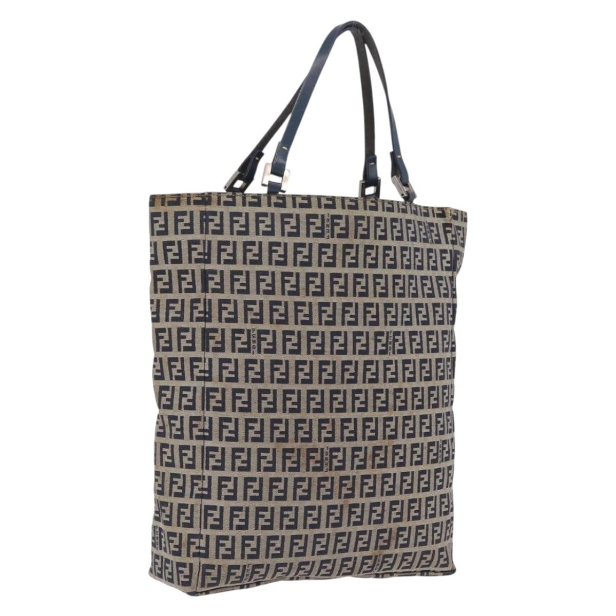 Fendi Vintage Shopping Zucchino Canvas Navy Canvas Tote Bag Bag (Pre-Owned)
