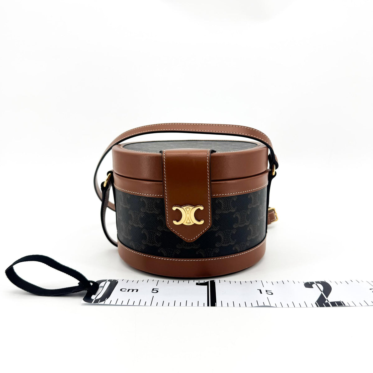 Celine Tambour Triomphe Coated Canvas Black Canvas Handbag (Pre-Owned)
