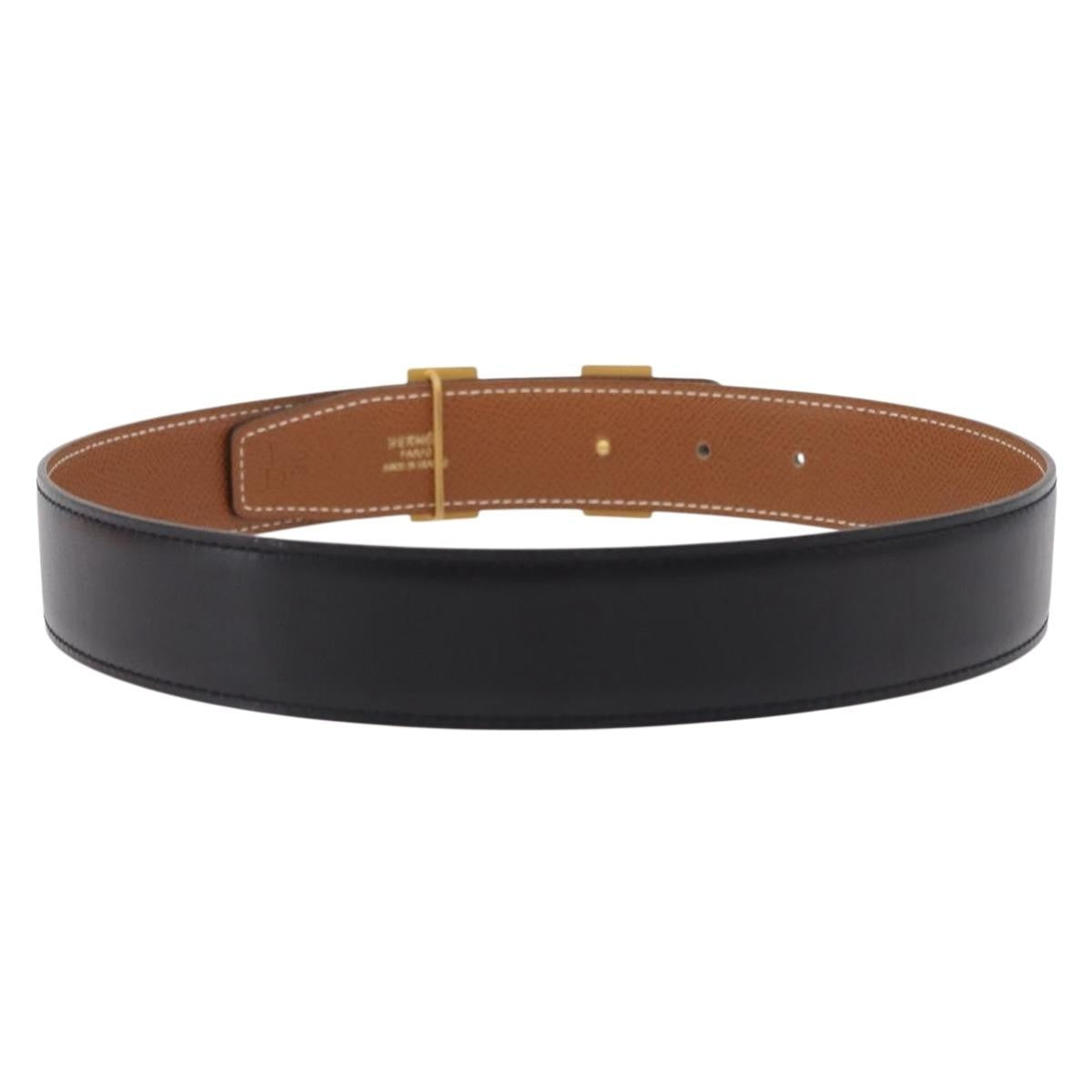 Hermes Constance Reversible Belt Leather Black Leather Belts Accessory (Pre-Owned)