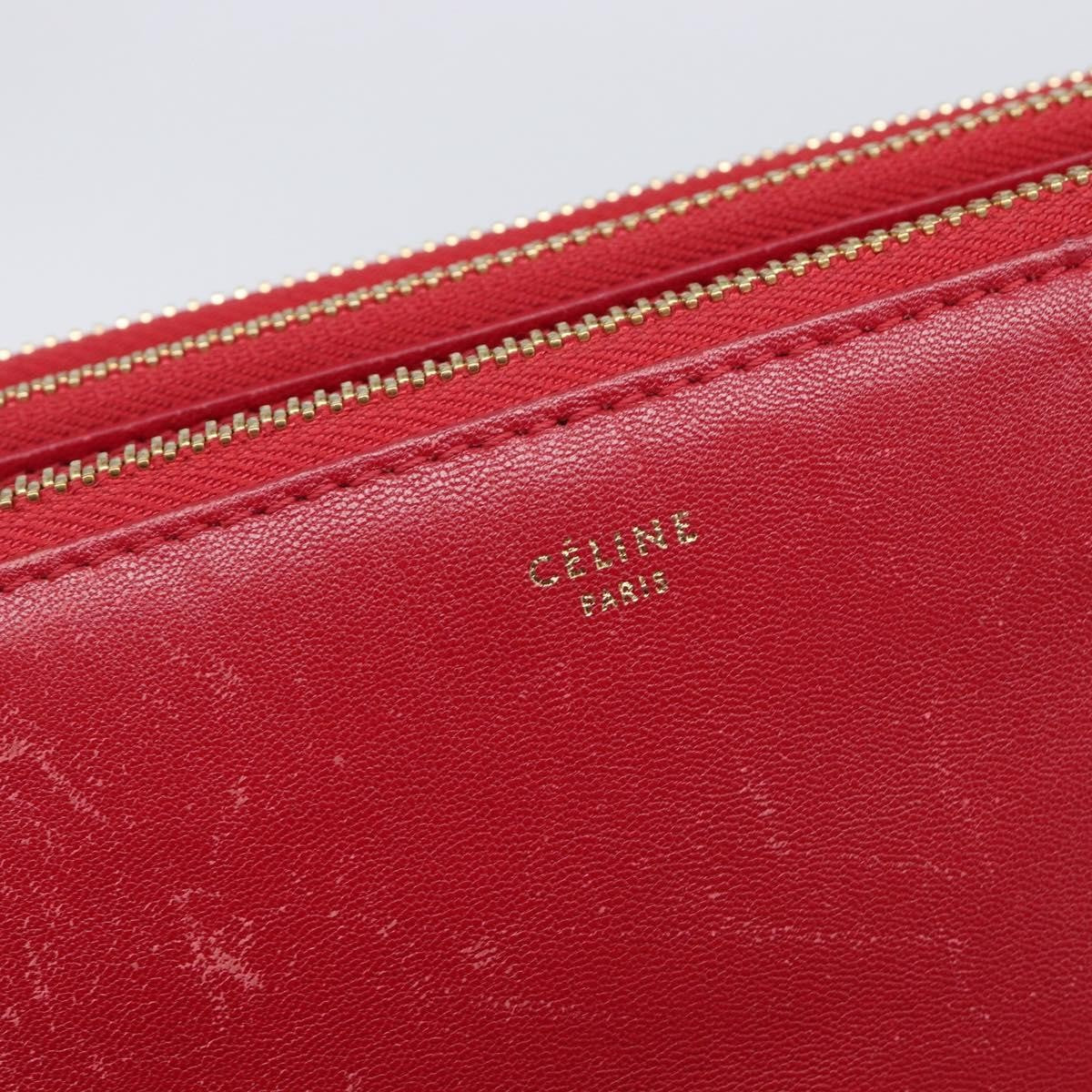 Celine Trio Leather Red Leather Crossbody Bag Bag (Pre-Owned)