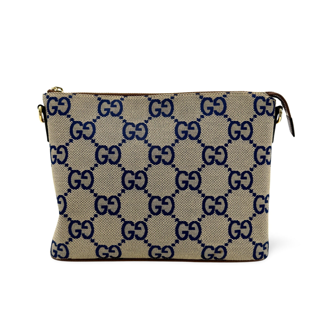 Gucci Zip Messenger Jumbo Gg Canvas Brown Canvas Handbag (Pre-Owned)
