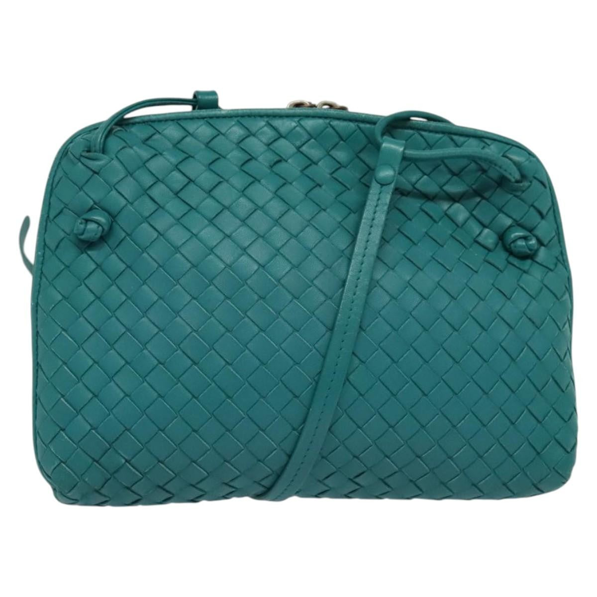 Bottega Veneta Double Compartment Pillow Intrecciato Nappa Green Leather Crossbody Bag Bag (Pre-Owned)