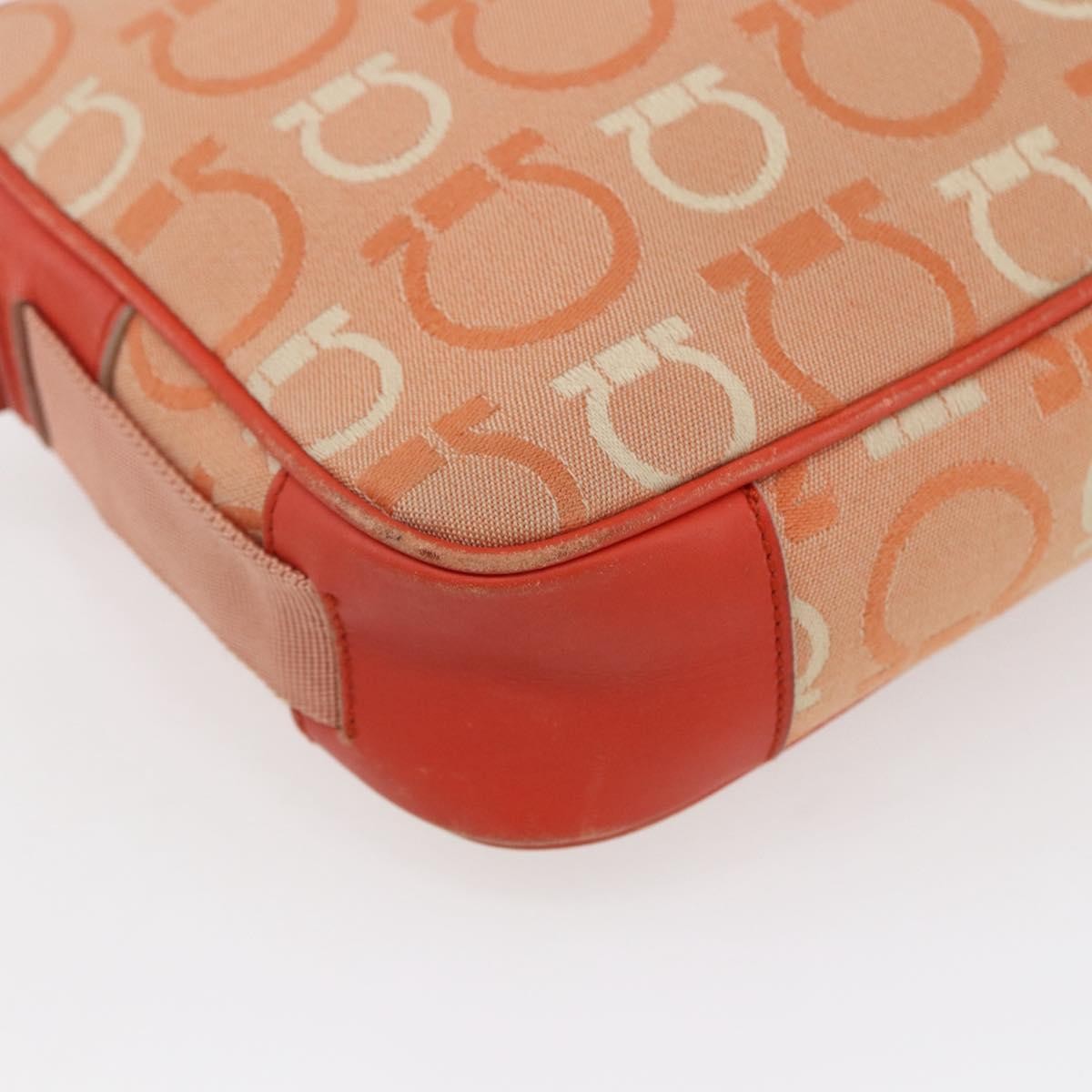 Salvatore Ferragamo Gancini Canvas Orange Canvas Shoulder Bag Bag (Pre-Owned)