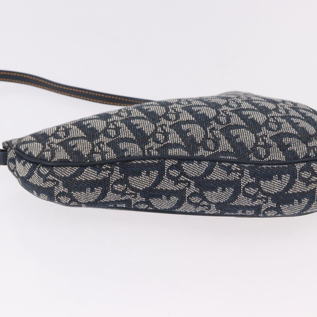 Christian Dior Vintage Saddle Bag Canvas Navy Canvas Clutche & Pouche Bag (Pre-Owned)