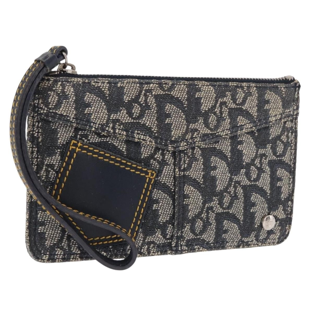 Christian Dior A5 Pouch Oblique Canvas Navy Canvas Clutche & Pouche Bag (Pre-Owned)