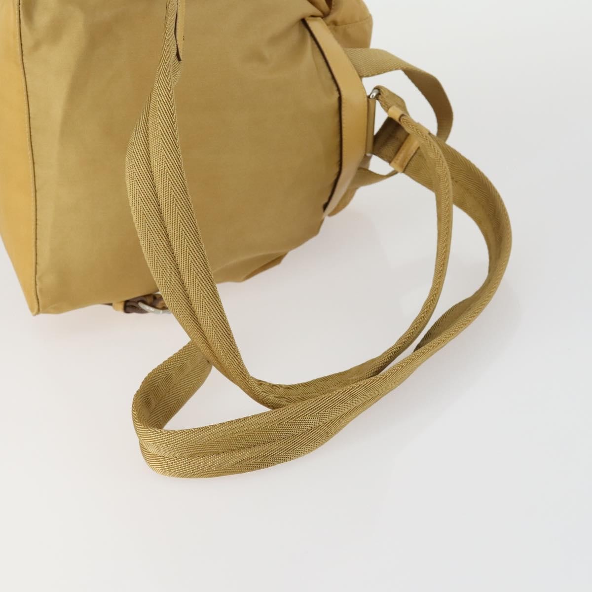 Off White Double Front Pocket Printed Canvas Beige Nylon Backpack Bag (Pre-Owned)
