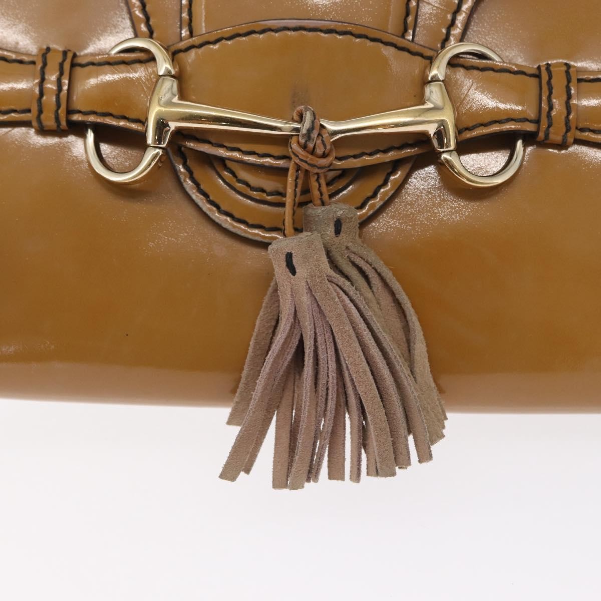 Gucci Emily Chain Flap Patent Beige Patent_Leather Shoulder Bag Bag (Pre-Owned)