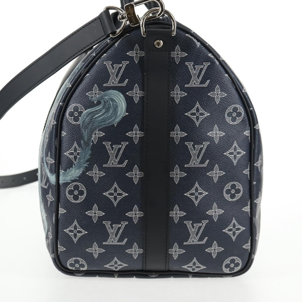 Louis Vuitton Keepall Bandouliere Limited Edition Chapman Savane Monogram Canvas Navy Canvas Travel Bag Bag (Pre-Owned)