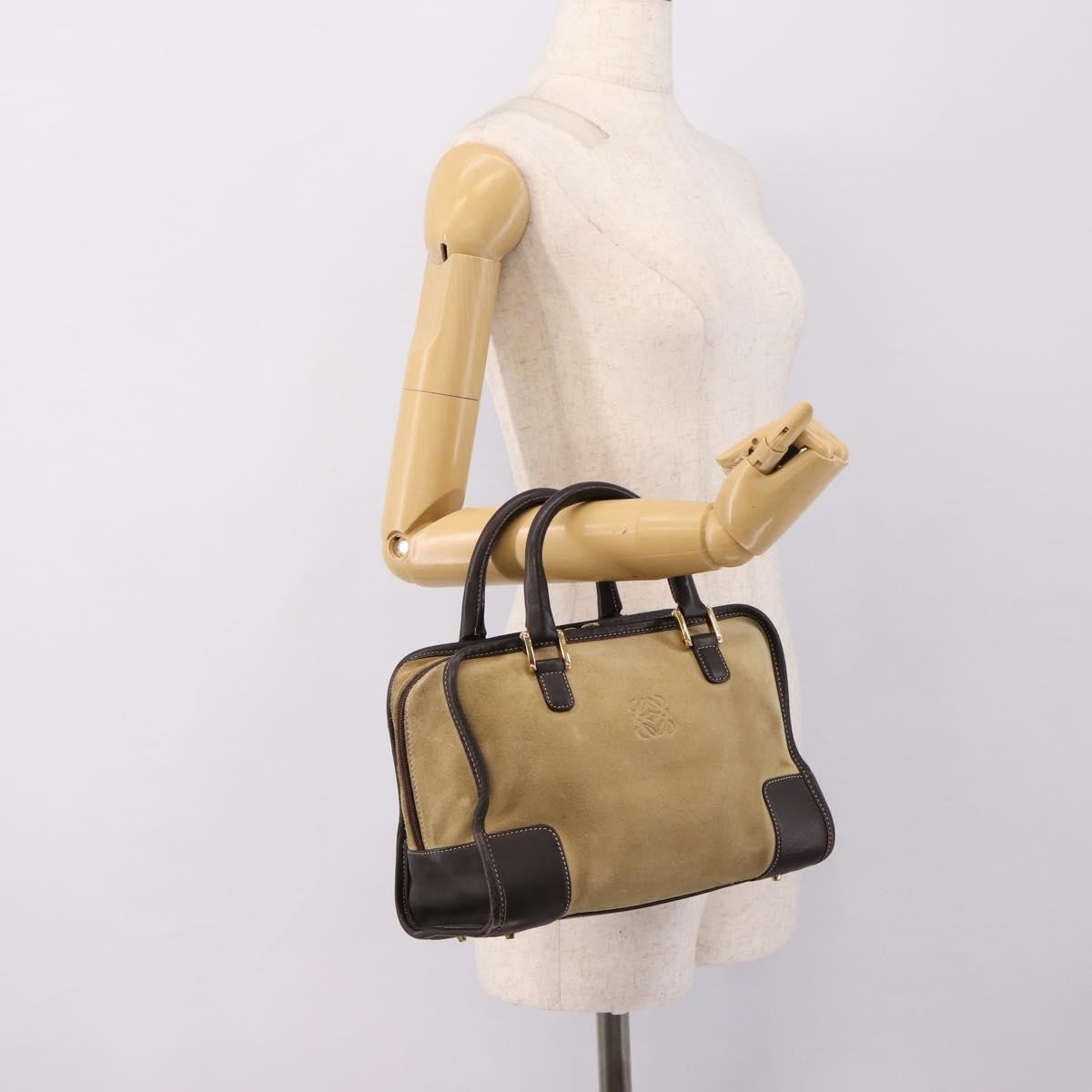 Loewe Amazona Suede Beige Suede Handbag (Pre-Owned)