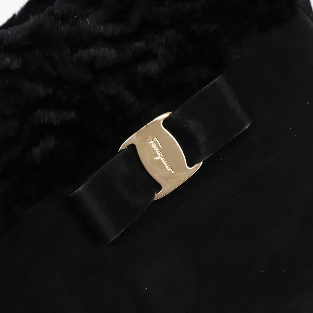 Salvatore Ferragamo Vala Suede Black Suede Handbag (Pre-Owned)