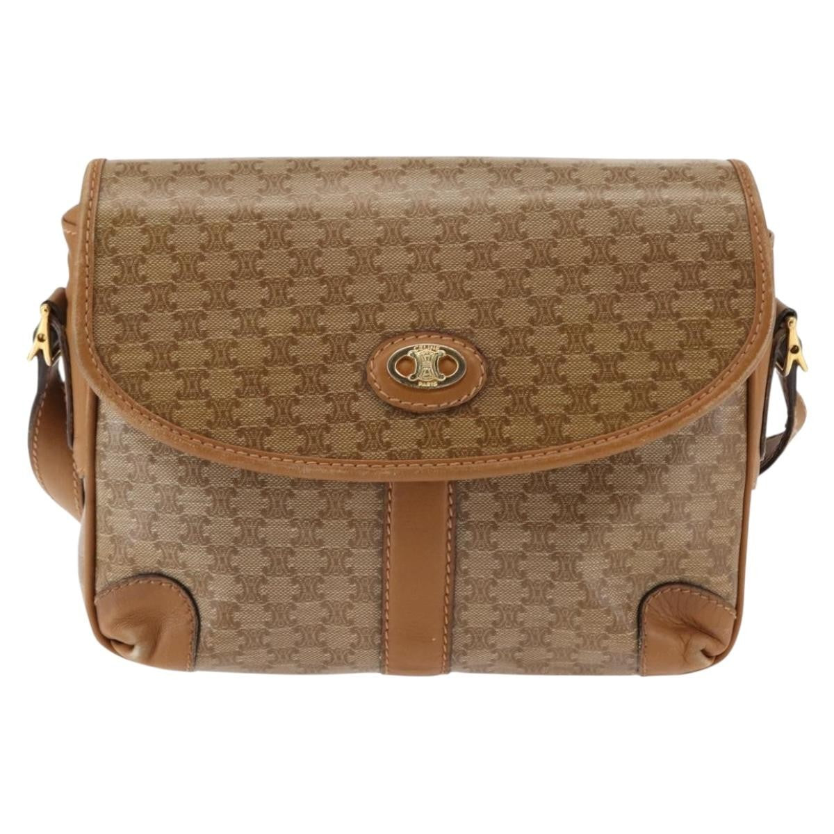 Celine Macadam Shoulder Pvc Leather Beige Pvc,Canvas Bag (Pre-Owned)