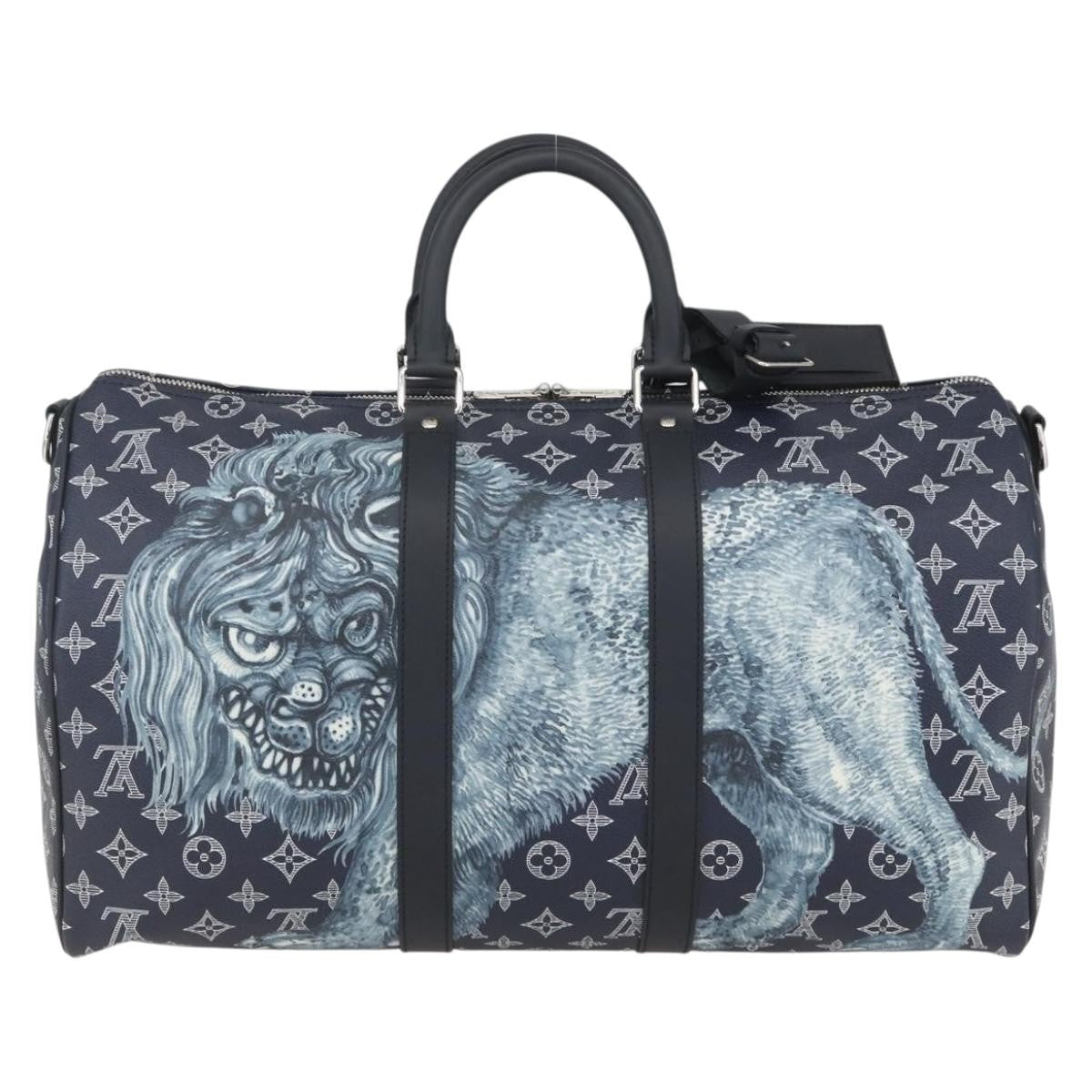 Louis Vuitton Keepall Bandouliere Limited Edition Chapman Savane Monogram Canvas Navy Canvas Travel Bag Bag (Pre-Owned)