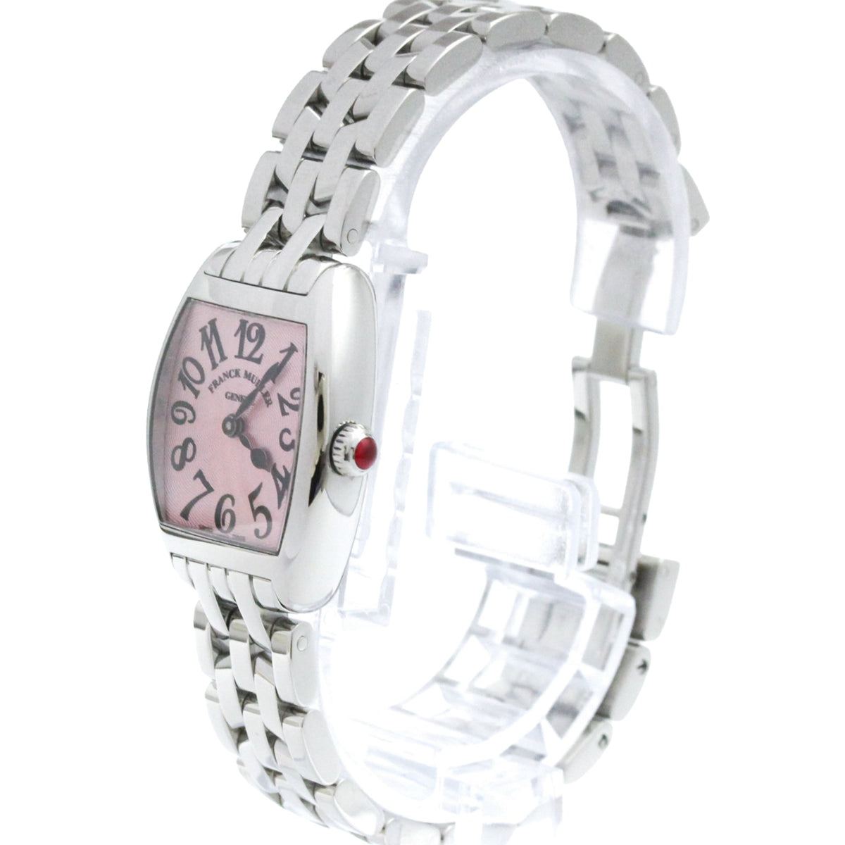 Franck Muller Cintree Curvex Quartz White Gold And Crocodile With Diamond Bezel Watch (Pre-Owned)
