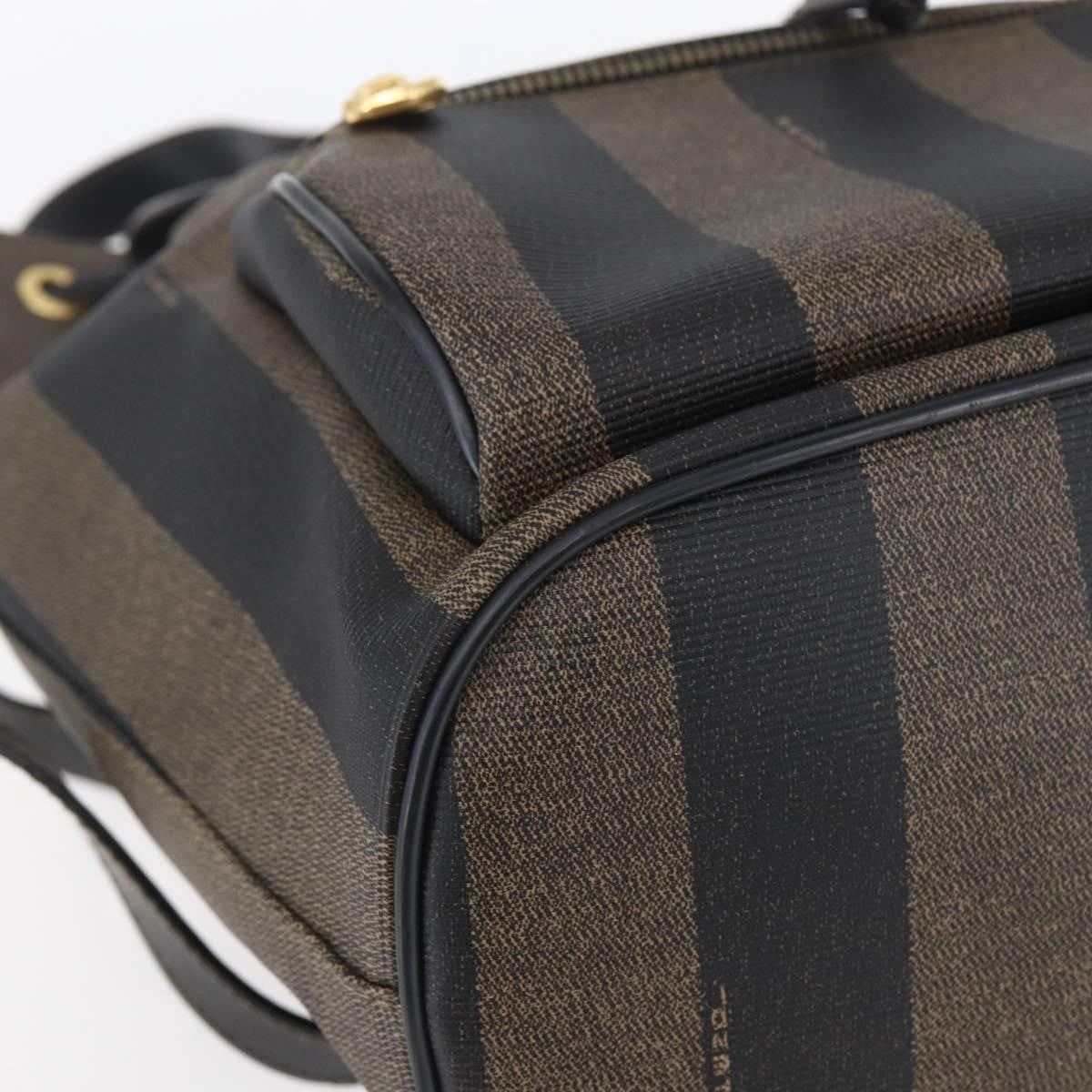 Fendi Vintage Pequin Logo Coated Canvas Brown Canvas Backpack Bag (Pre-Owned)