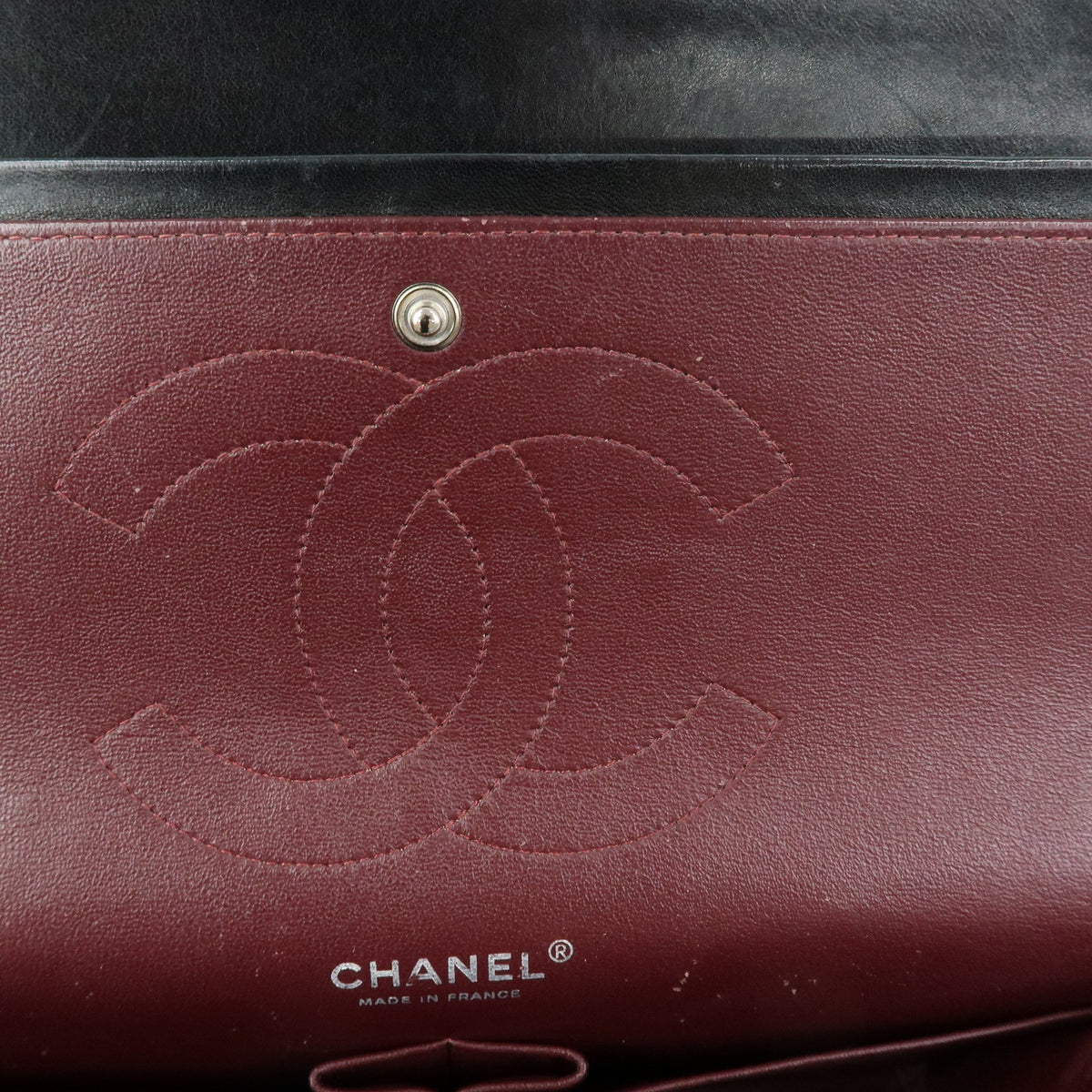 Chanel Classic Timeless Double Flap Quilted Lambskin Black Leather Handbag (Pre-Owned)
