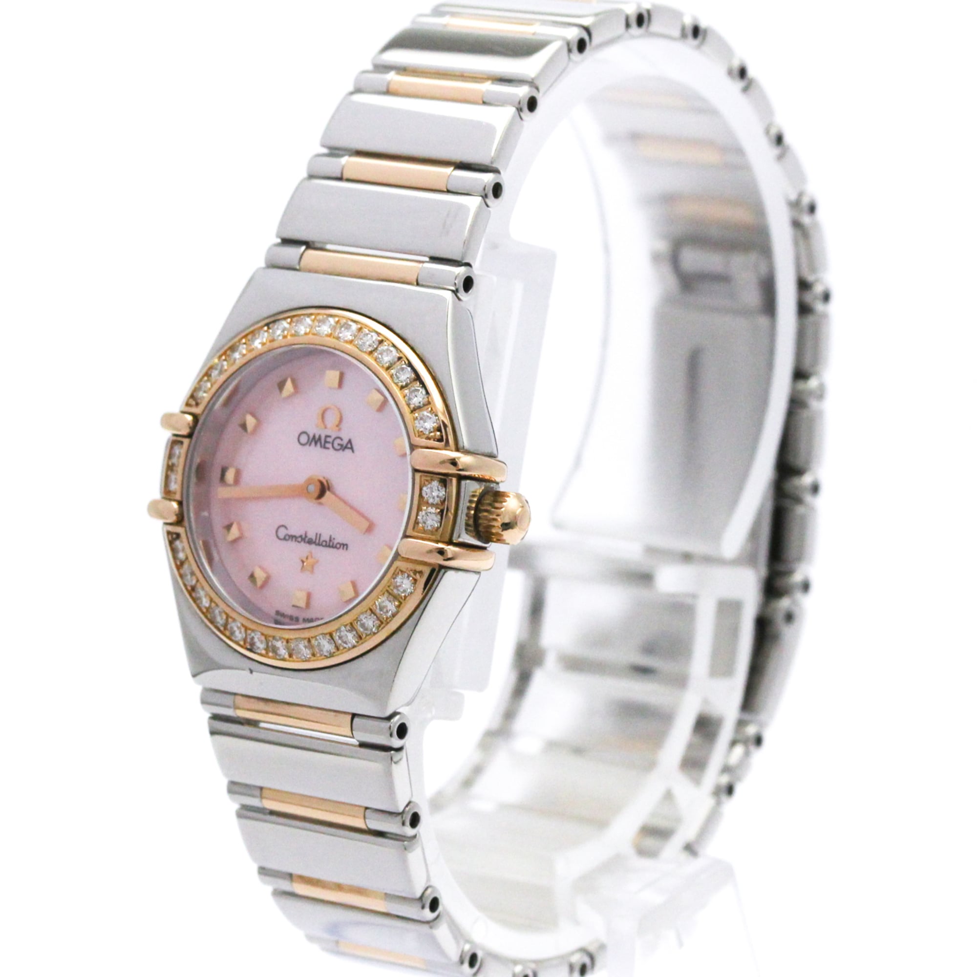 Omega Constellation Quartz Stainless Steel And Rose Gold With Diamond Bezel Watch (Pre-Owned)