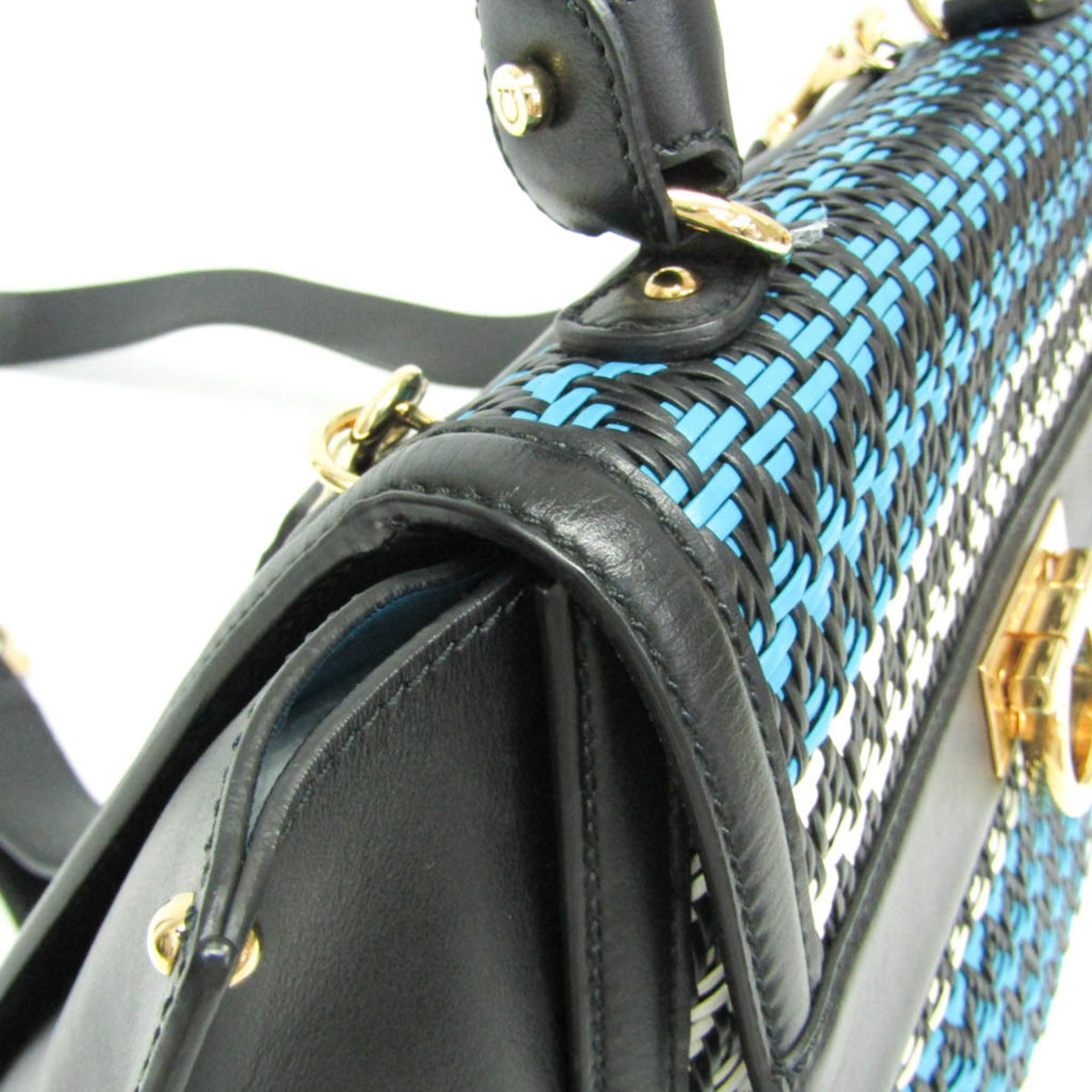 Salvatore Ferragamo Sofia Satchel Multicolor Woven Leather Multicolour Leather Handbag (Pre-Owned)
