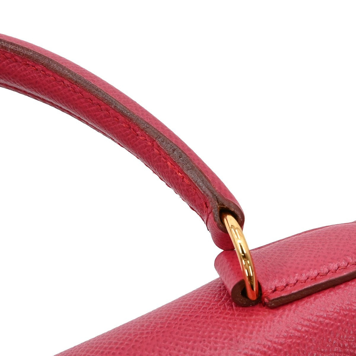 Hermes Kelly Red Courchevel With Gold Hardware Red Calfskin Handbag (Pre-Owned)