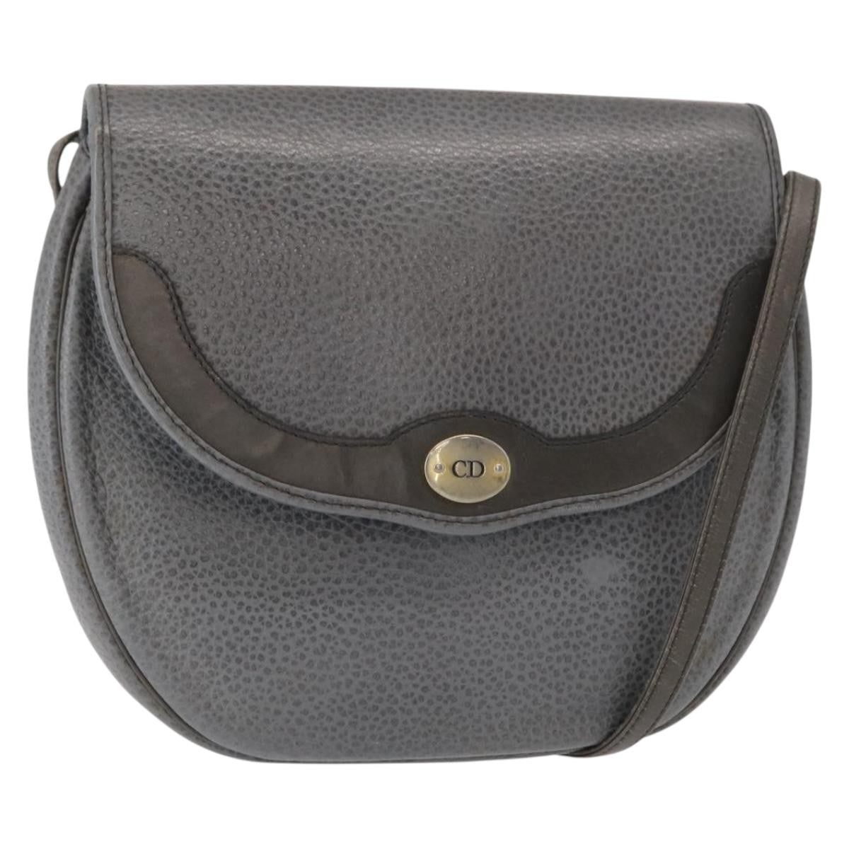 Christian Dior Vintage Cd Logo Leather Gray Leather Tote Bag Bag (Pre-Owned)