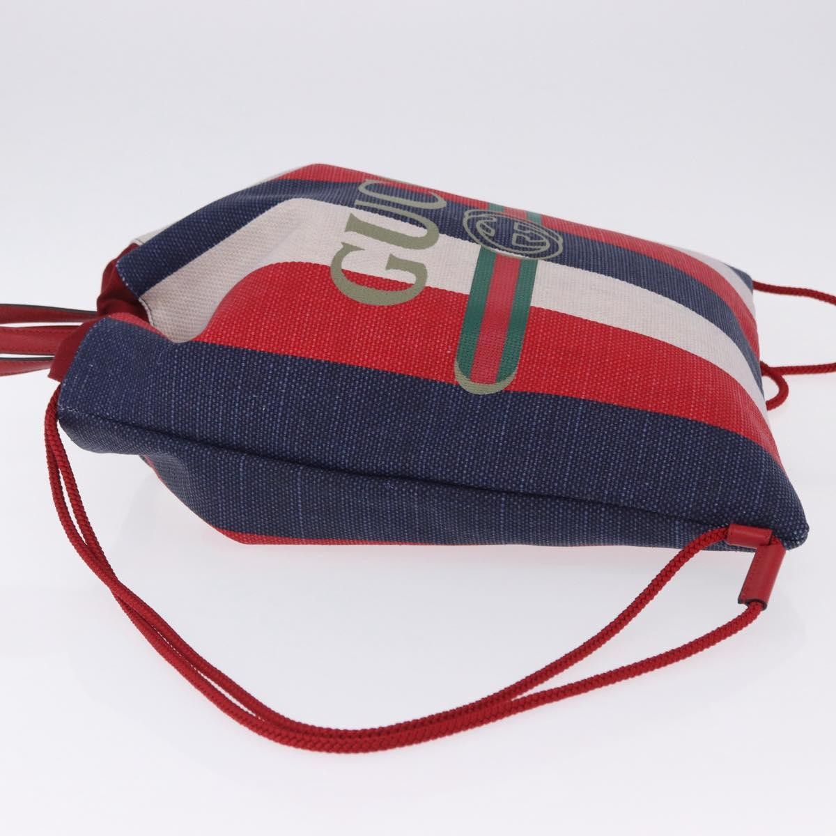 Gucci Logo Drawstring Striped Canvas Multicolour Canvas Backpack Bag (Pre-Owned)