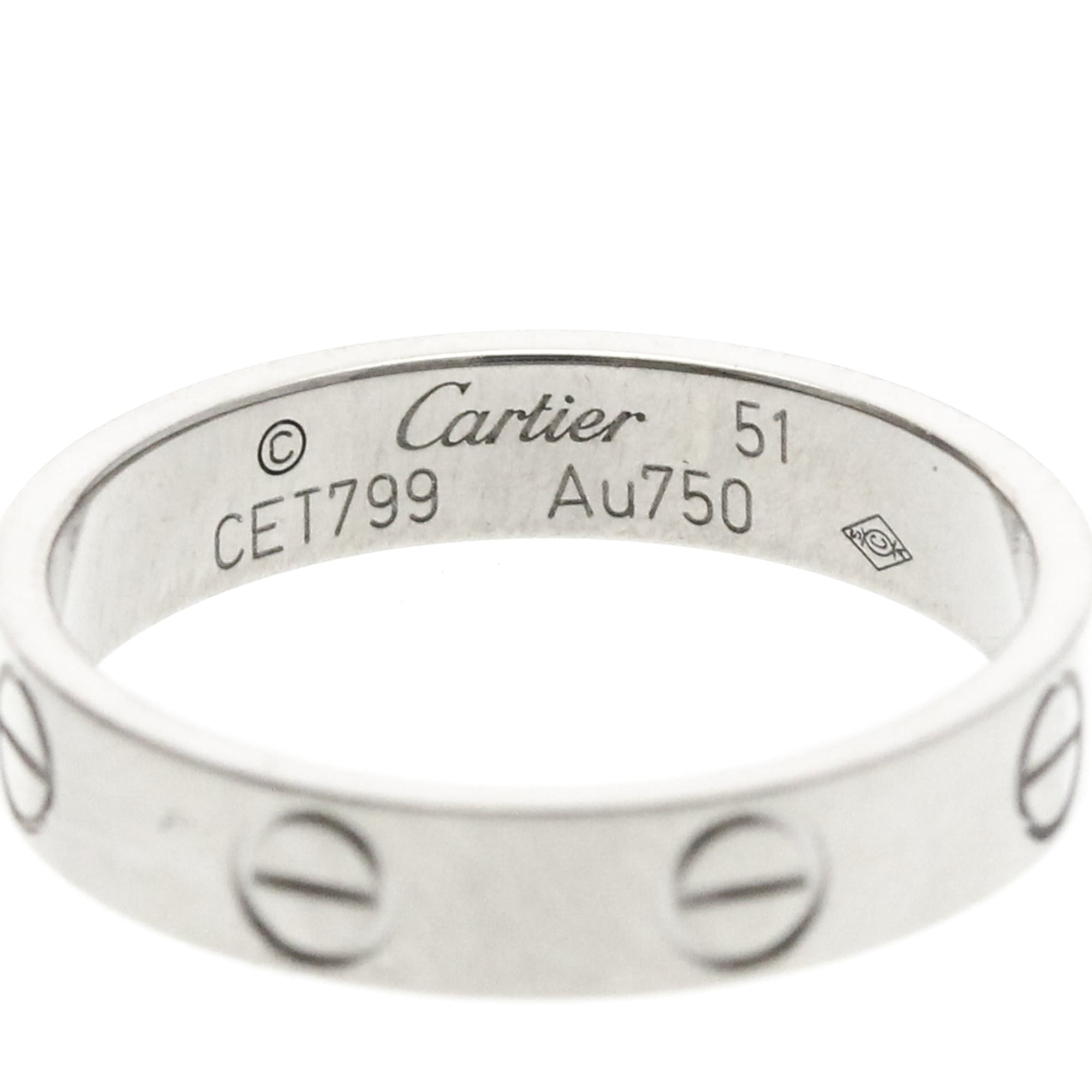 Cartier Love Band 18K White Gold Silver White_Gold Ring Jewelry (Pre-Owned)