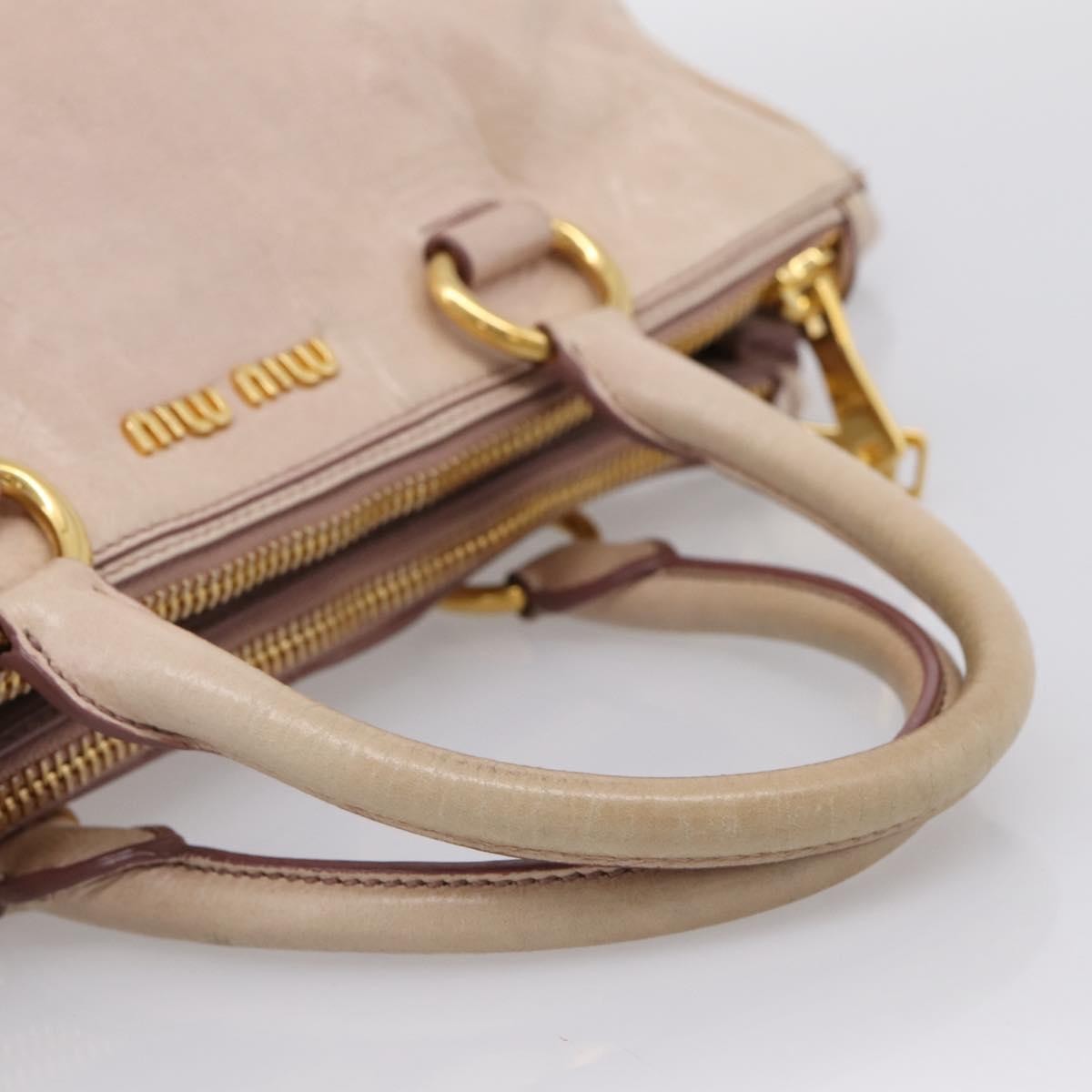 Miu Miu Vitello Lux Ring Satchel Leather Pink Leather Handbag (Pre-Owned)
