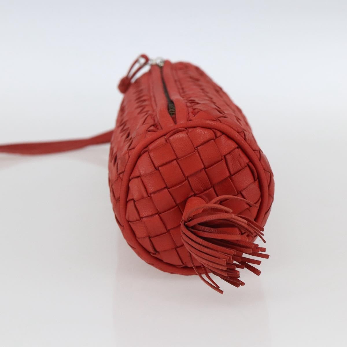 Bottega Veneta Intrecciato Clutch Leather Red Leather Clutche & Pouche Bag (Pre-Owned)