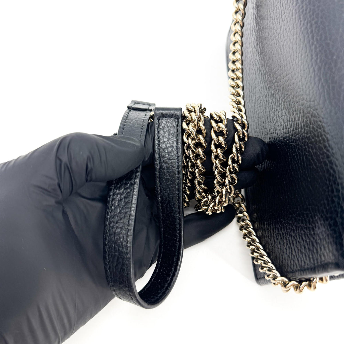 Gucci Interlocking Wallet On Chain Leather Black Leather Shoulder Bag Bag (Pre-Owned)