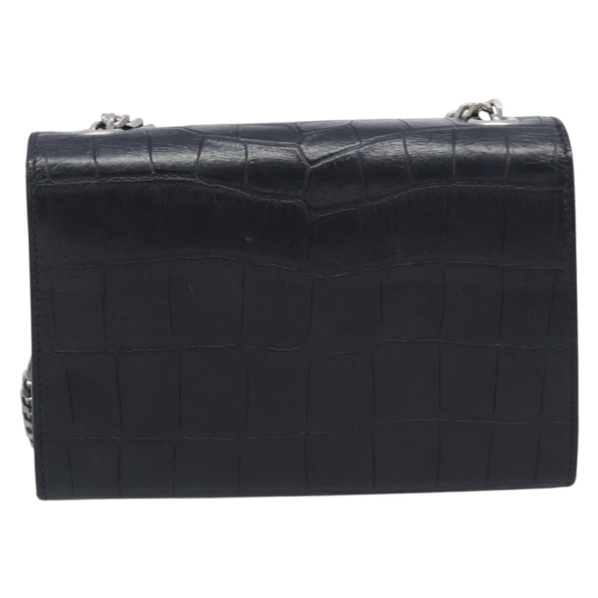 Saint Laurent Classic Monogram Tassel Chain Crocodile Embossed Leather Black Leather Crossbody Bag Bag (Pre-Owned)