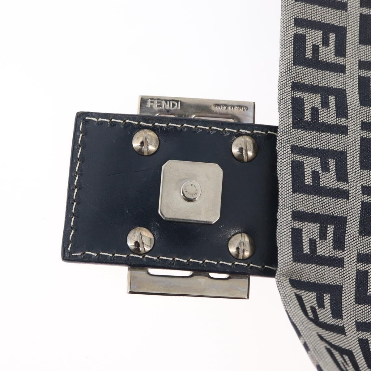 Fendi Baguette Zucchino Canvas Navy Canvas Handbag (Pre-Owned)