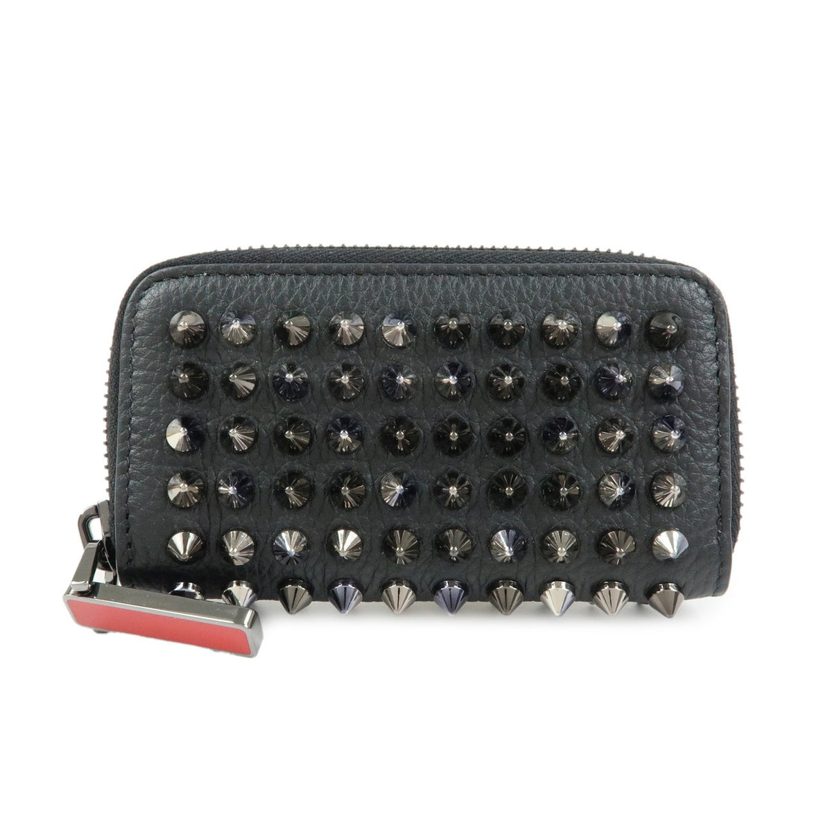 Christian Louboutin Panettone Coin Purse Spiked Leather Black Leather Wallets Accessory (Pre-Owned)
