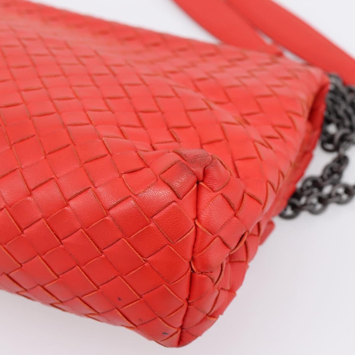 Bottega Veneta Olimpia Intrecciato Nappa Red Leather Shoulder Bag Bag (Pre-Owned)