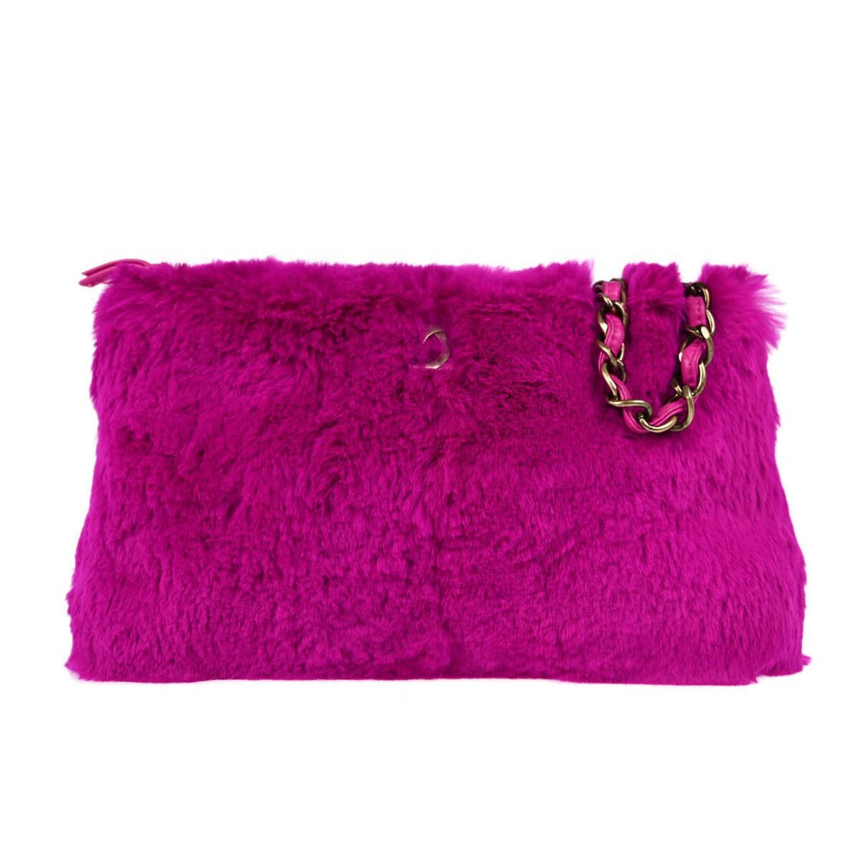 Chanel Vintage Cc Chain Rabbit Fur Purple Fur Shoulder Bag Bag (Pre-Owned)