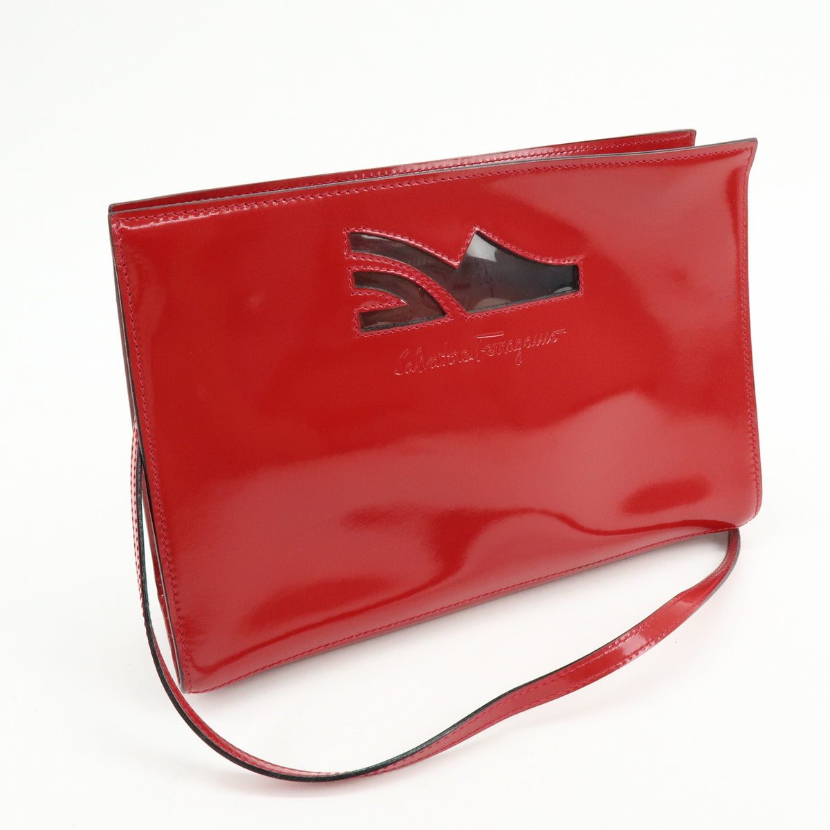 Salvatore Ferragamo Shoulder Bag Patent Leather Red Patent_Leather Shoulder Bag Bag (Pre-Owned)