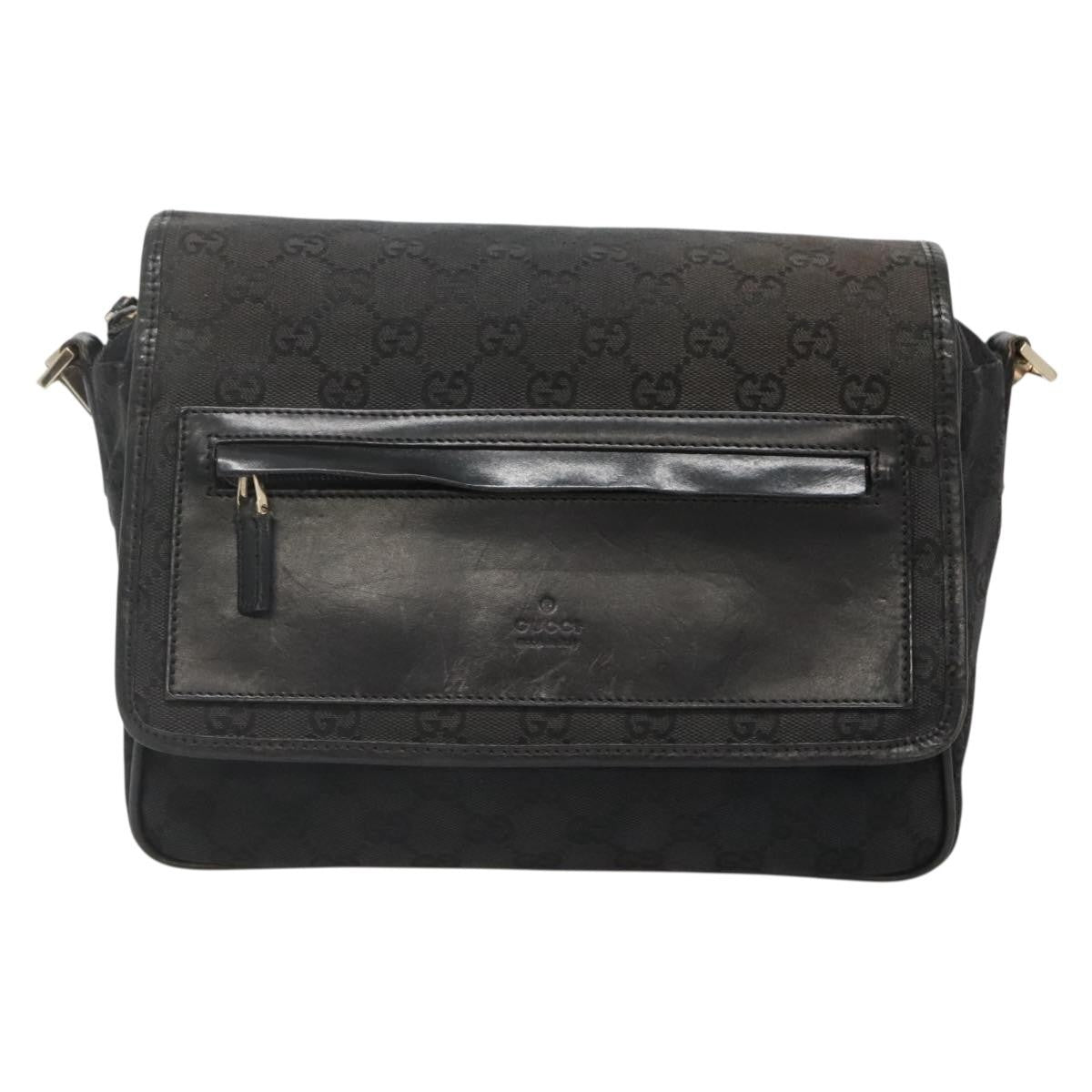 Gucci Flap Messenger Gg Coated Canvas Black Canvas Shoulder Bag Bag (Pre-Owned)