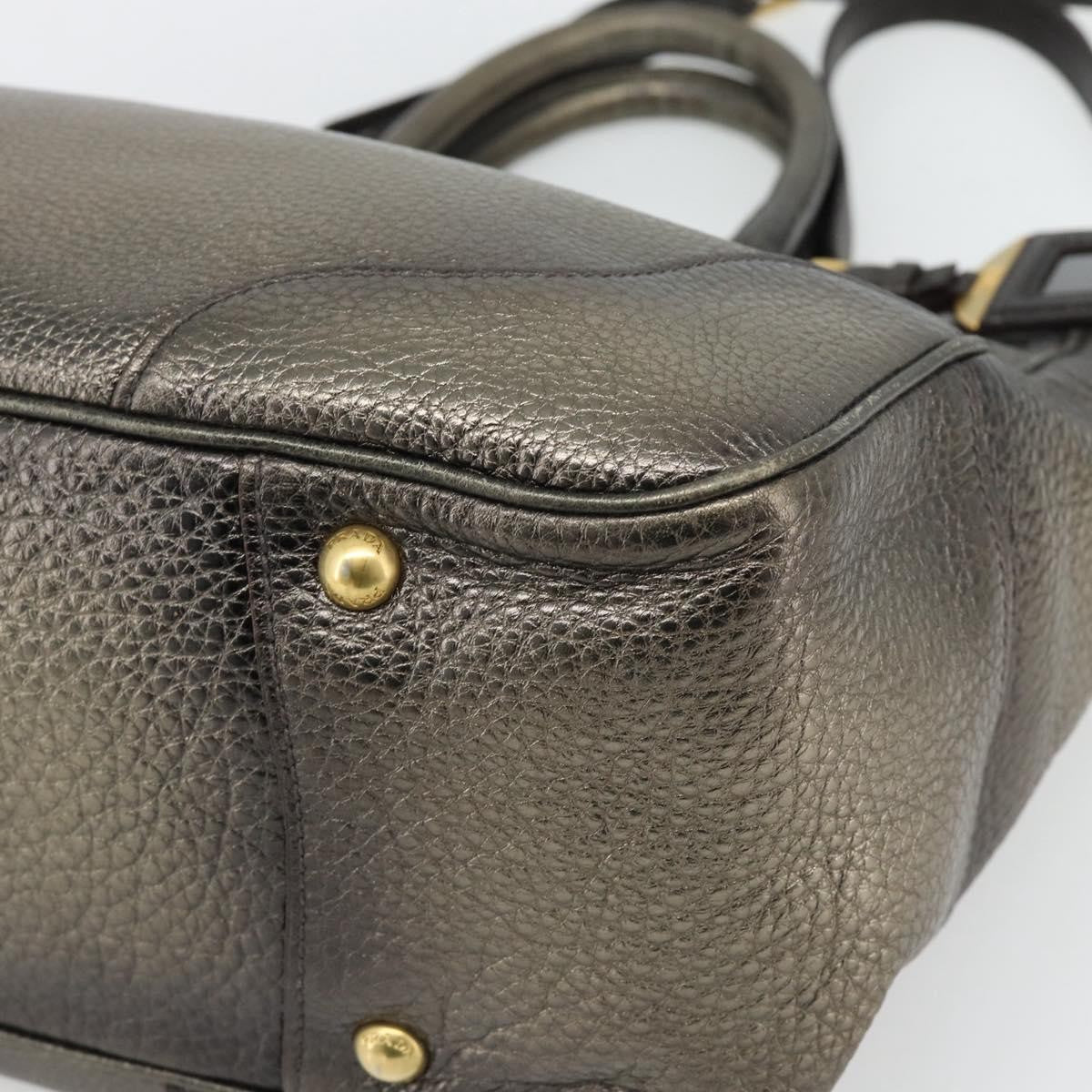 Prada Braided Handle Open Tote Vitello Daino Gold Leather Tote Bag Bag (Pre-Owned)