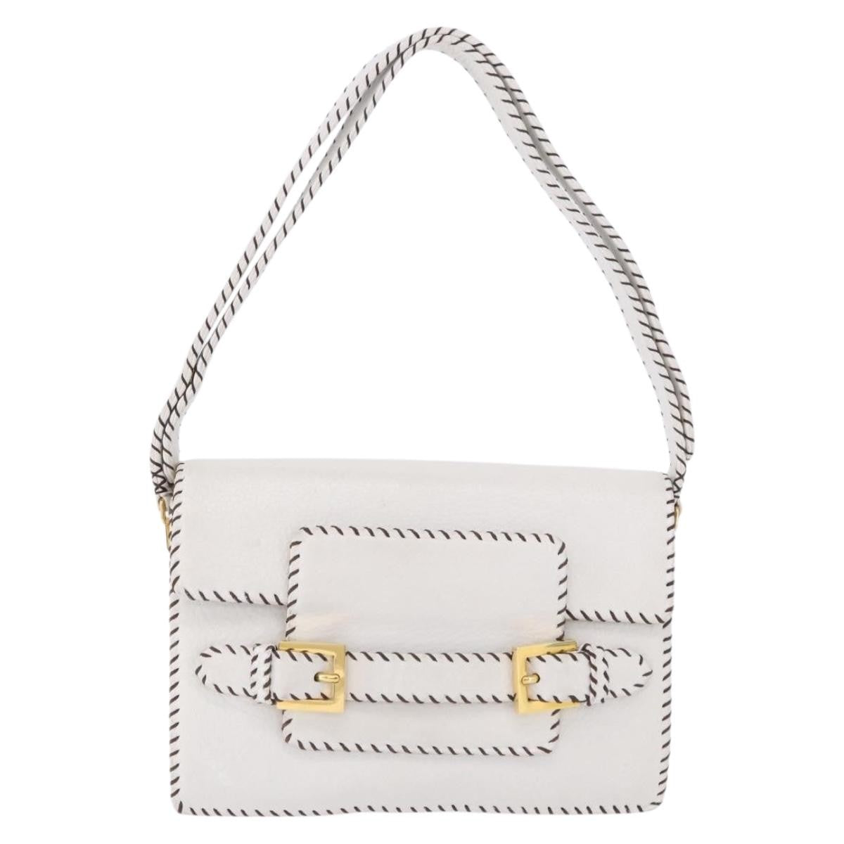 Fendi Shoulder Leather White Leather Shoulder Bag Bag (Pre-Owned)