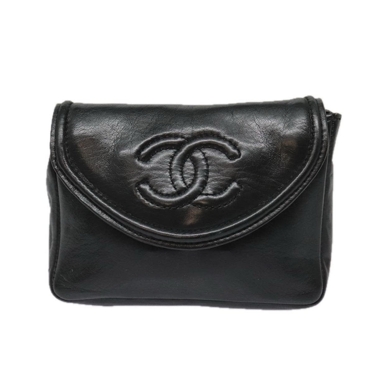 Chanel Chain Envelope Belt Quilted Calfskin Black Leather Clutche & Pouche Bag (Pre-Owned)