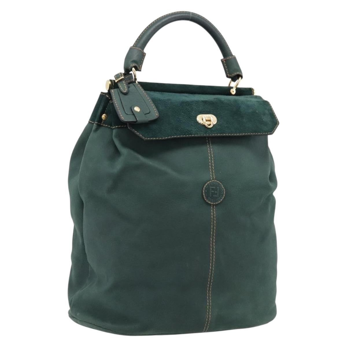 Fendi Handbag Suede Green Suede Handbag (Pre-Owned)