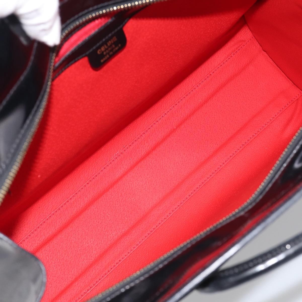 Celine Tote Leather Black Patent_Leather Tote Bag Bag (Pre-Owned)
