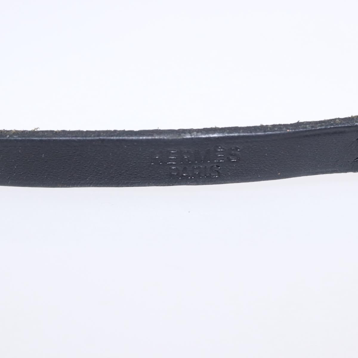 Hermes Hapi 3 Leather With Metal Black Leather Bracelet Jewelry (Pre-Owned)
