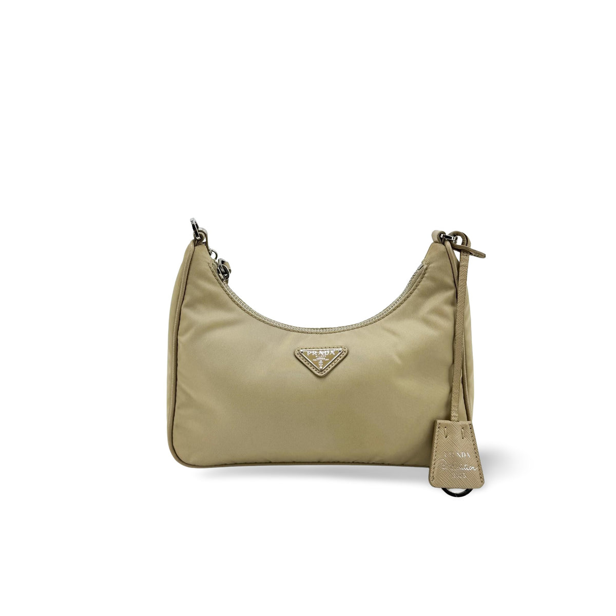 Prada Re-Edition 2005 Tessuto Beige Nylon Shoulder Bag Bag (Pre-Owned)