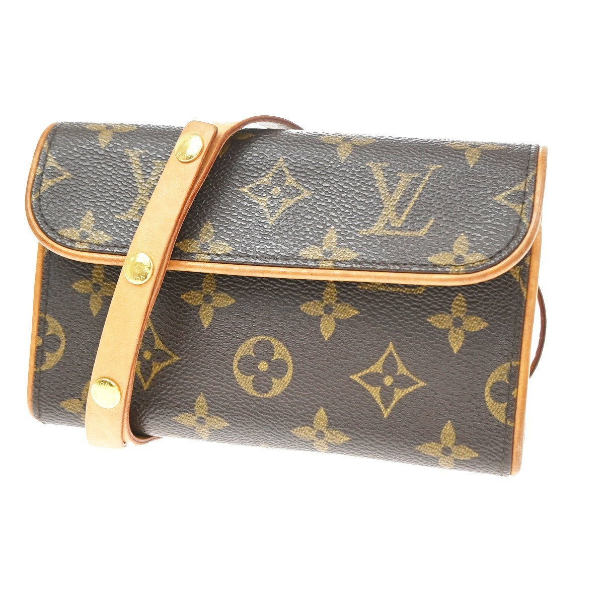 Louis Vuitton Florentine Waist Monogram Canvas Brown Leather Clutche & Pouche Bag (Pre-Owned)