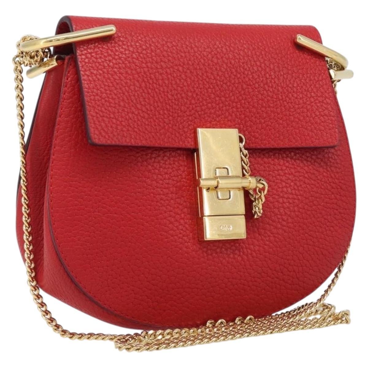 Chloe Drew Leather Red Leather Crossbody Bag Bag (Pre-Owned)
