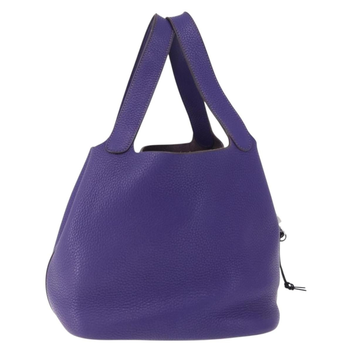 Hermes Picotin Lock Clemence Purple Leather Handbag (Pre-Owned)