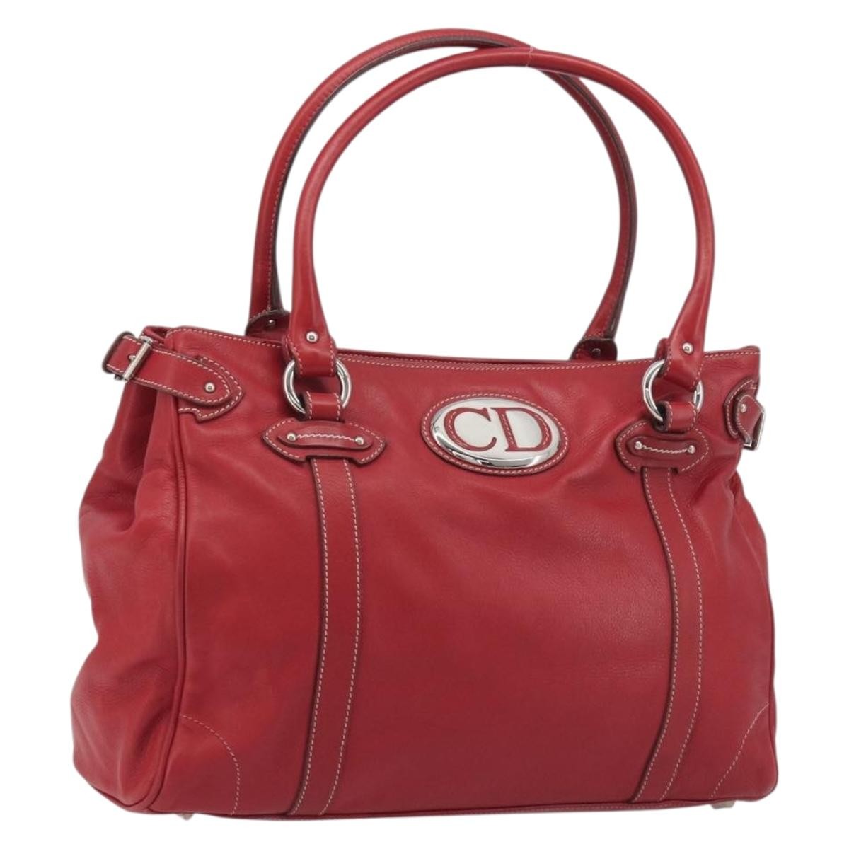 Christian Dior Cd Shoulder Bag Leather Red Leather Shoulder Bag Bag (Pre-Owned)