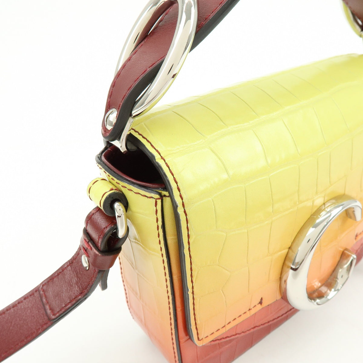 Chloe C Flap Crocodile Embossed Leather Multicolour Leather Handbag (Pre-Owned)