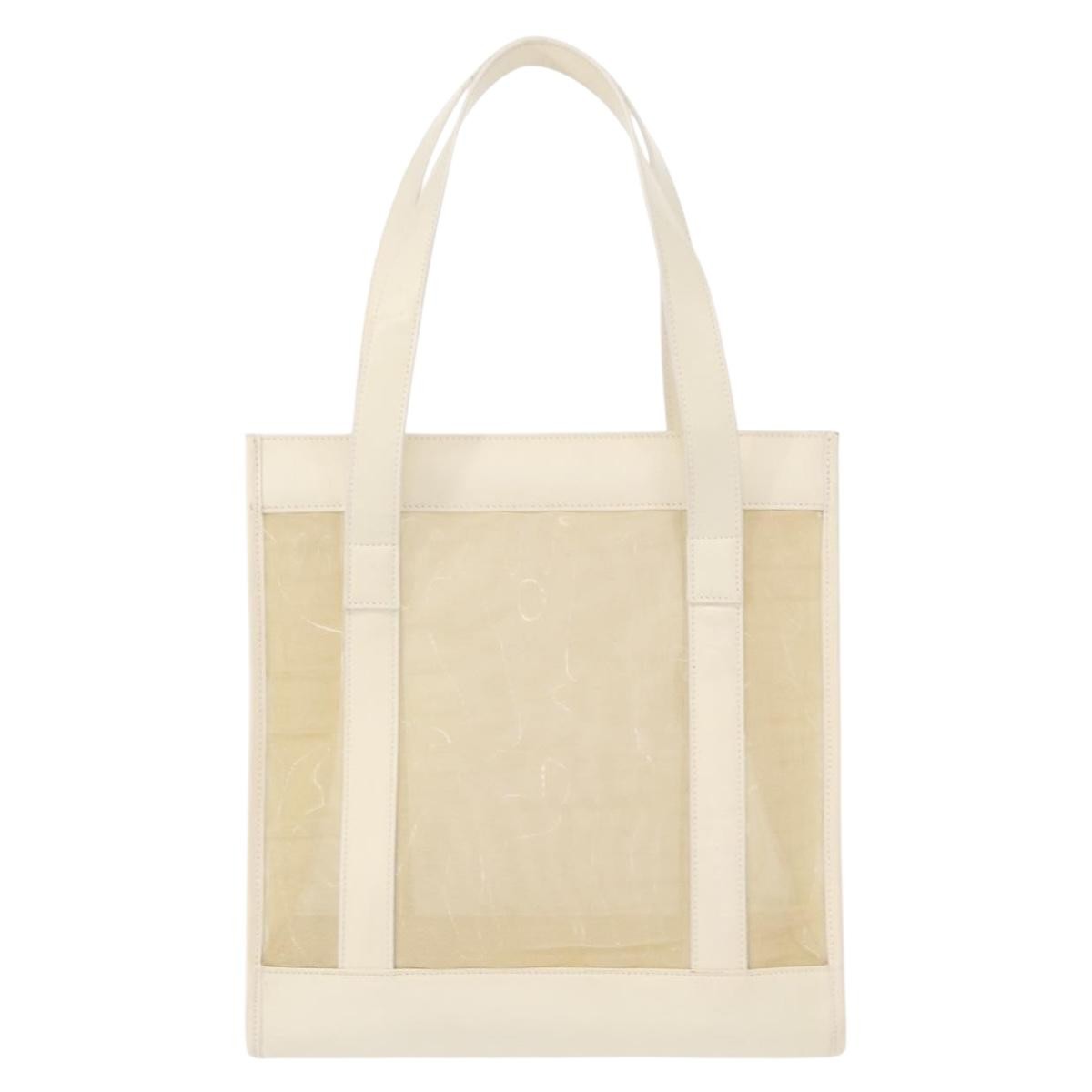 Gucci Vintage Tote Vinyl Beige Plastic Tote Bag Bag (Pre-Owned)